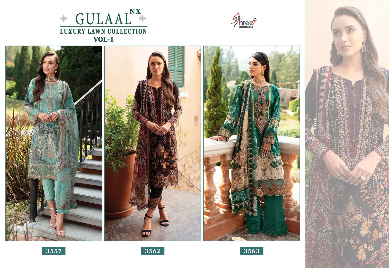 Gulaal Luxury Lawn Collection Vol 1 Nx By Shree Cotton Wholesale Pakistani Suits Wholesale